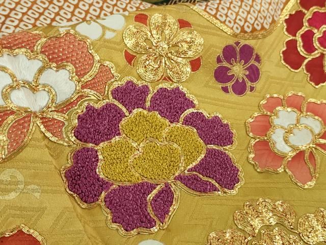 平和屋本店○極上 中国三大刺繍 相良刺繍 振袖・長襦袢(無双仕立て・半
