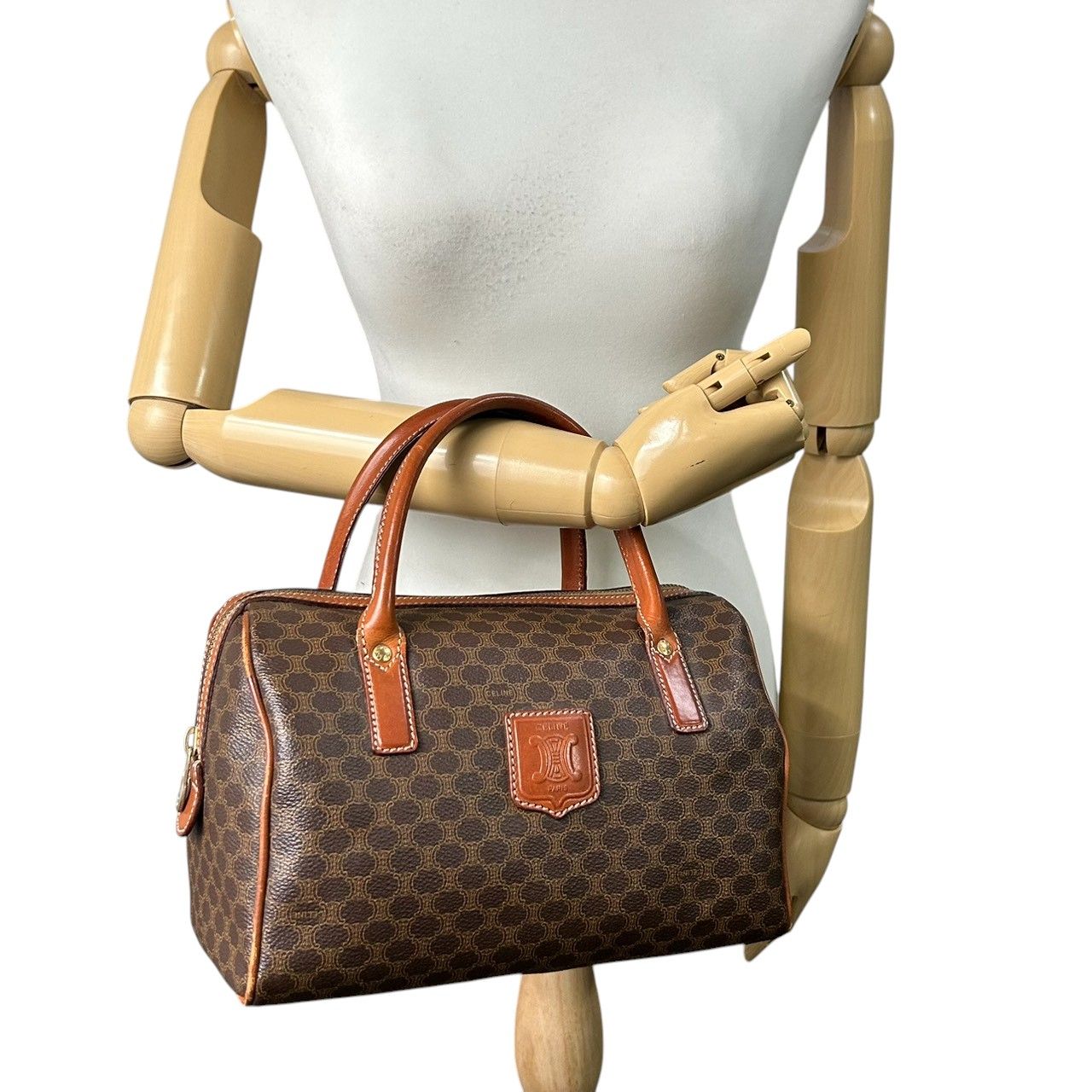 良品】セリーヌ CELINE マカダム ミニボストン ハンドバッグ PVC