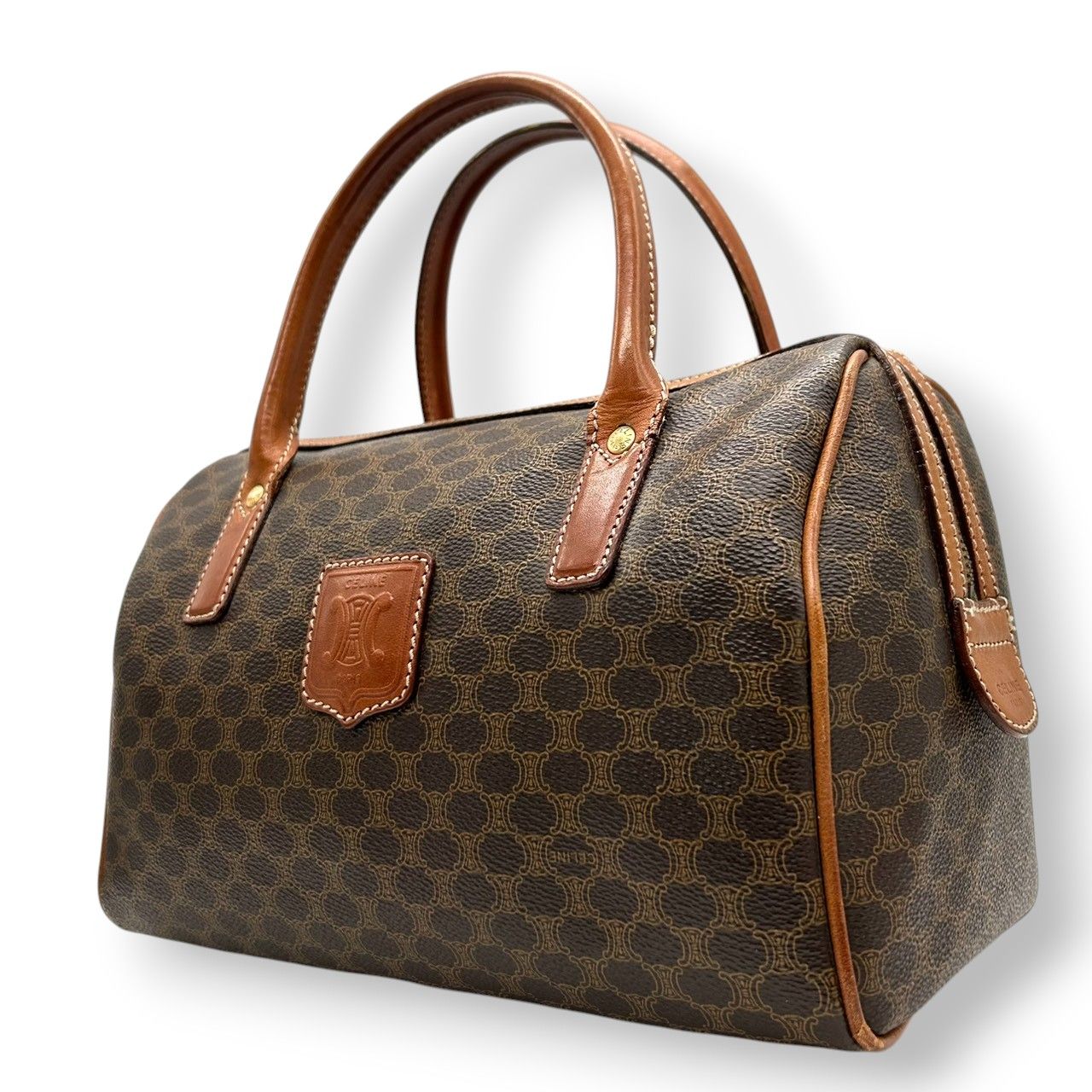 良品】セリーヌ CELINE マカダム ミニボストン ハンドバッグ PVC