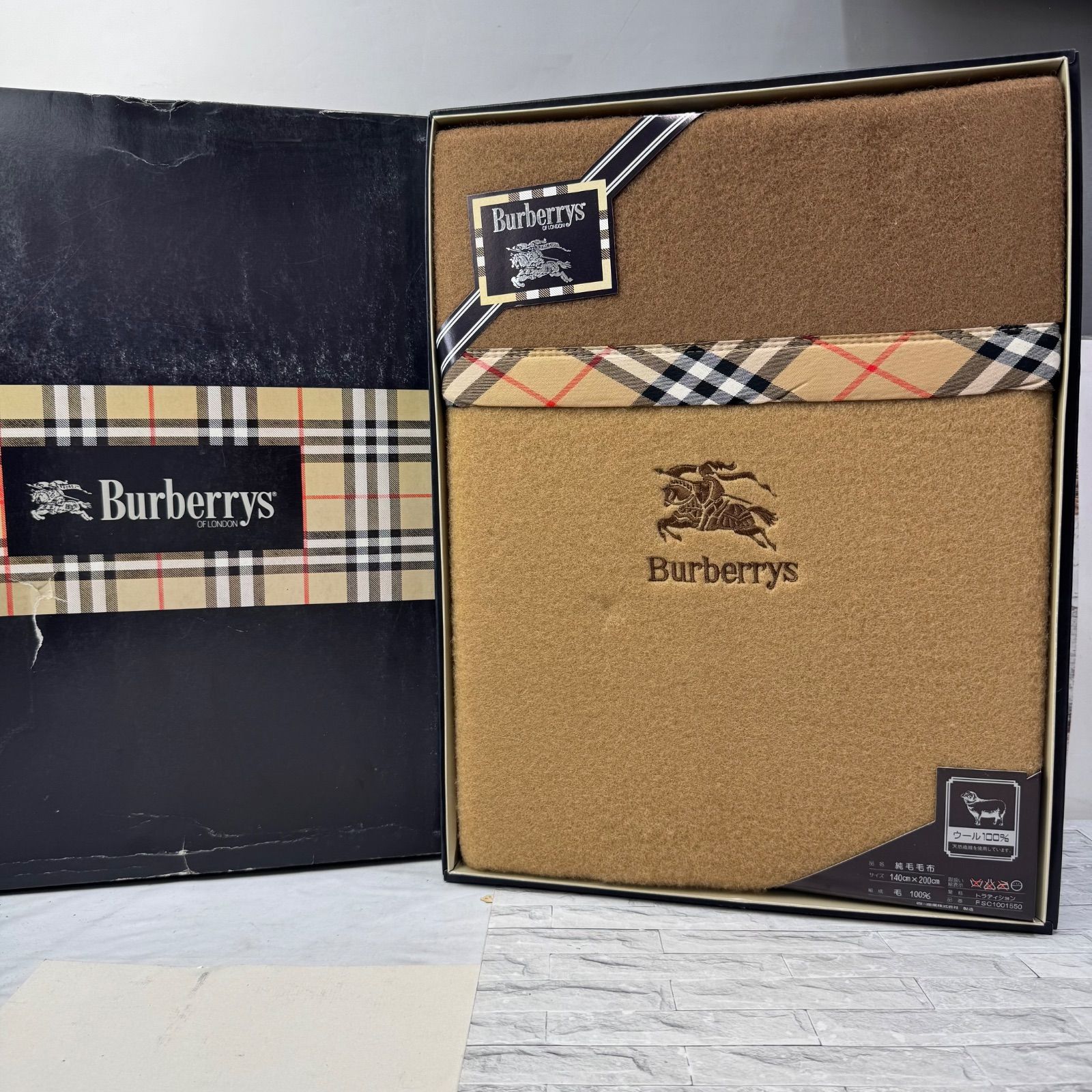 DA64 バーバリーburberrys 純毛毛布 未使用品 ウール100% - メルカリ