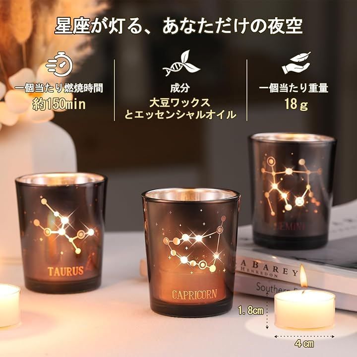 フェイスピーチ 12星座アロマキャンドル 誕生日プレゼント 女性