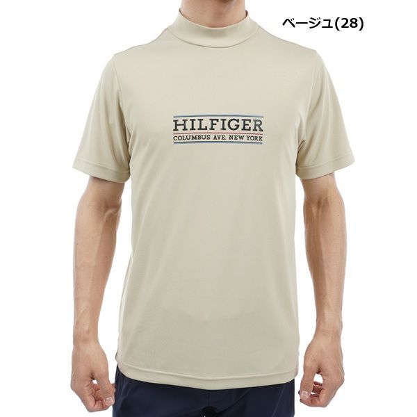 トミーヒルフィガー ゴルフ メンズ フロントロゴ 半袖モックネックシャツ TOMMY HILFIGER GOLF THMA404 サンドベージュ(28)