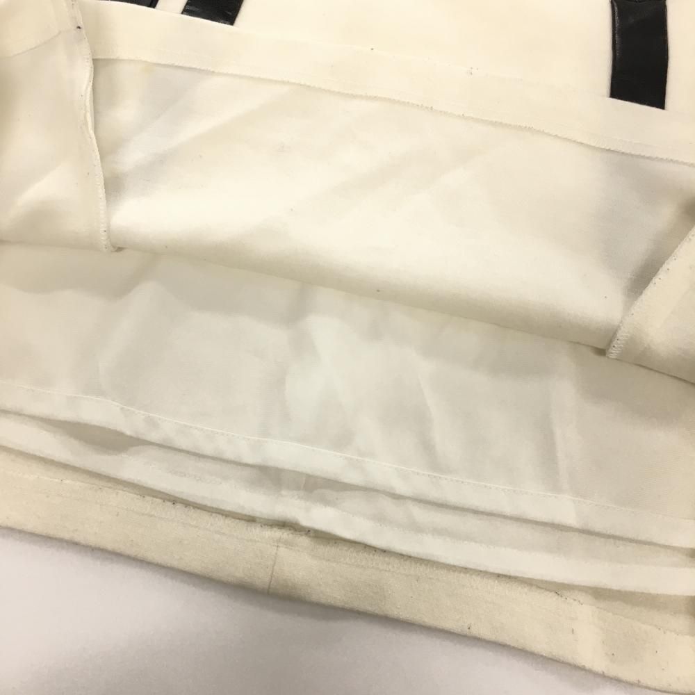 アルチビオ スカート 白×黒 ポケット部合成皮革 ウール混 裏地付