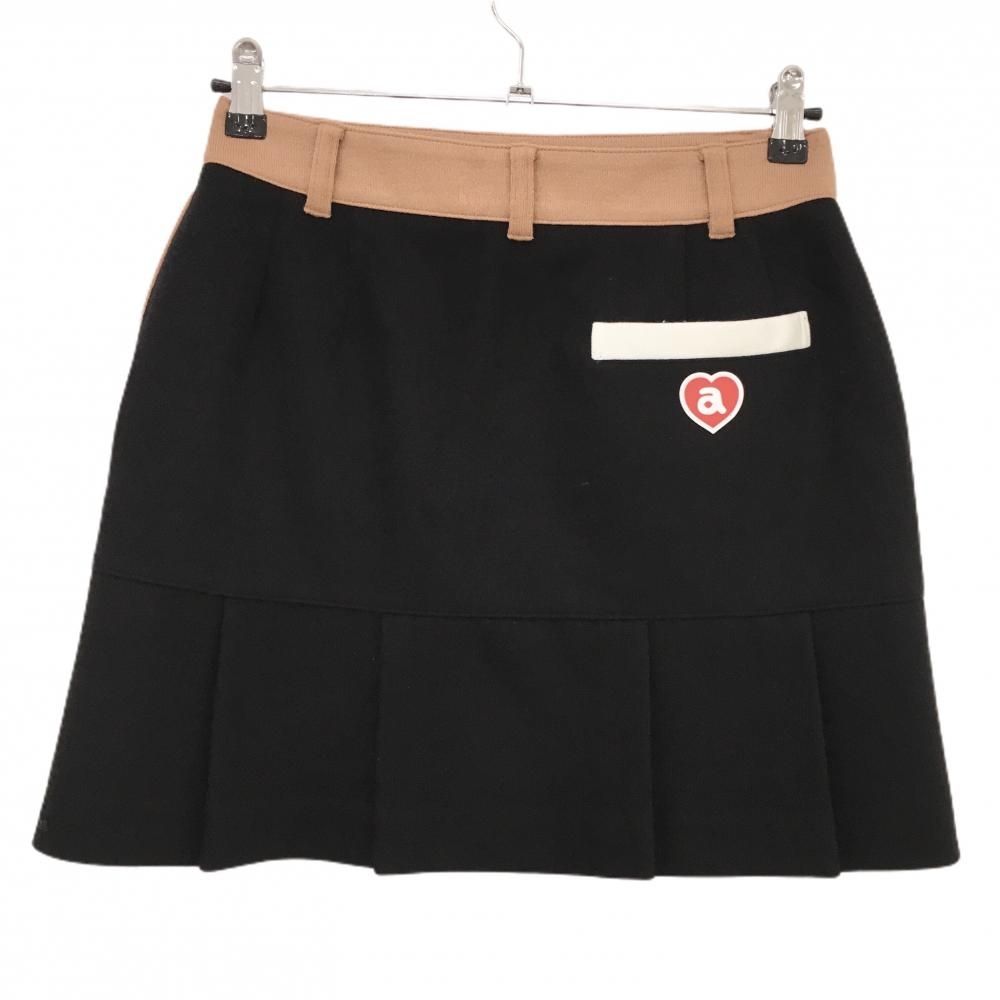 美品】アルチビオ スカート ライトブラウン×黒 裾プリーツ ウール混