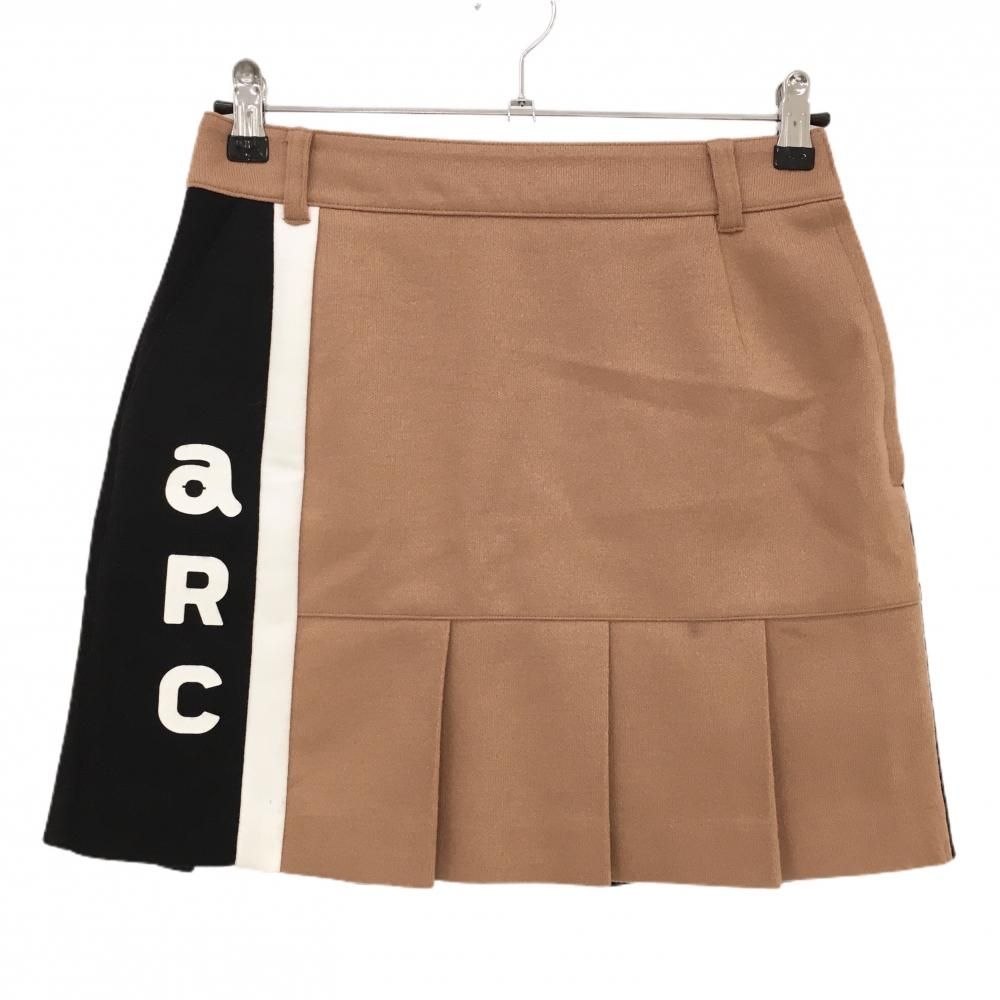 美品】アルチビオ スカート ライトブラウン×黒 裾プリーツ ウール混