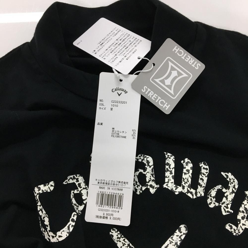 新品】キャロウェイ 長袖ハイネックシャツ 黒×白 フロントロゴプリント