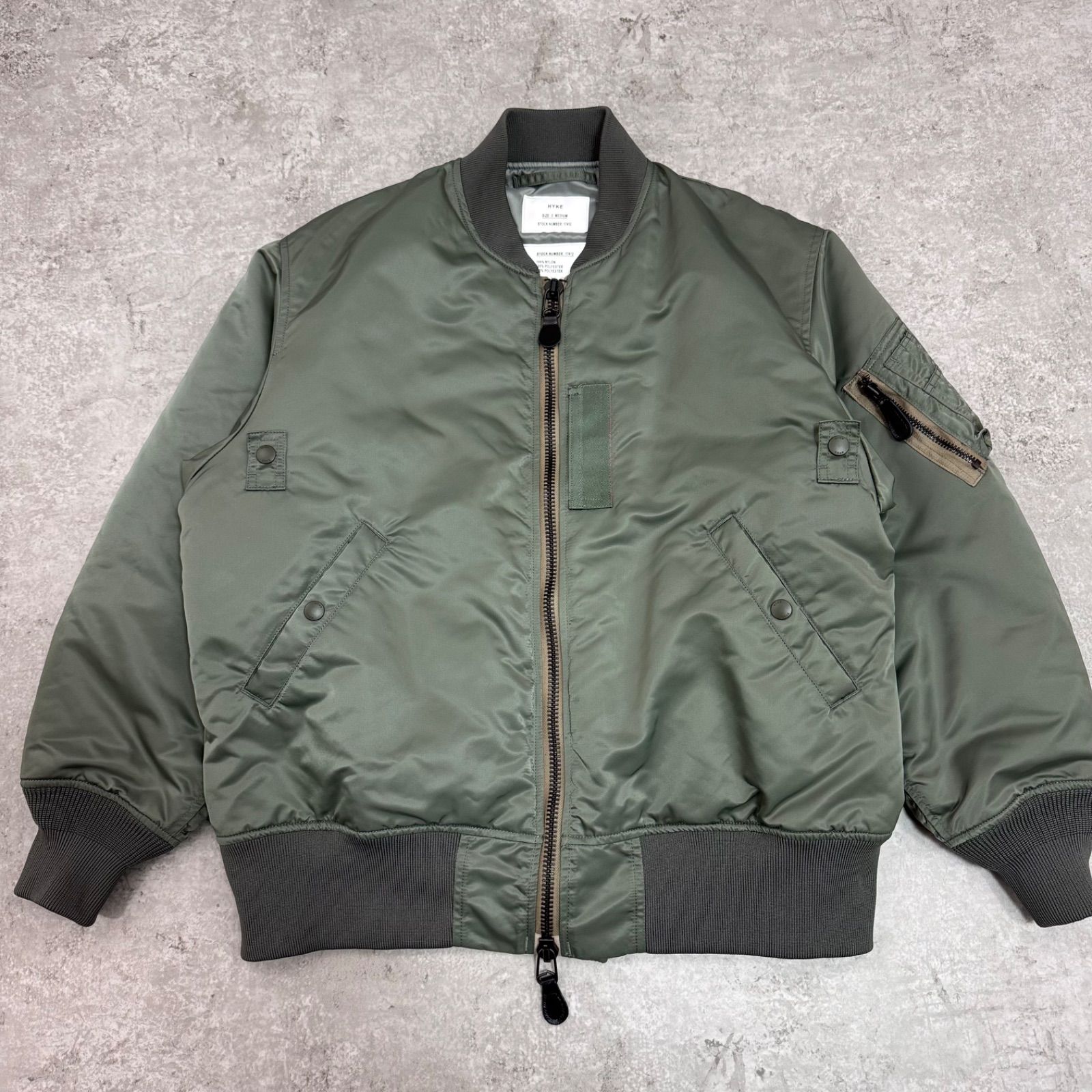 極美品】HYKE ハイク TYPE MA-1 JACKET 17412 OLIVE DRAB サイズ2 M 