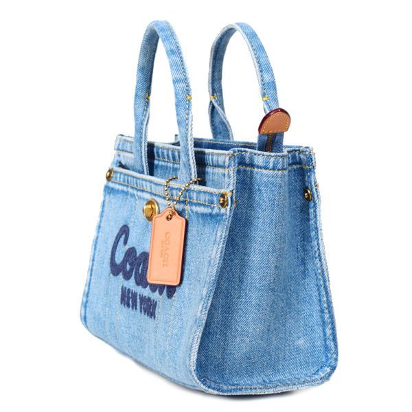 コーチ バッグ COACH デニム カーゴ トート 刺繡 20 ミニ ロゴ 2WAY
