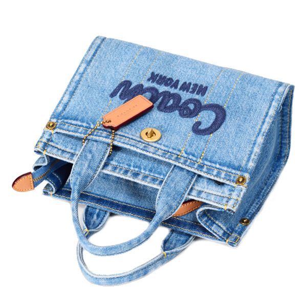 コーチ バッグ COACH デニム カーゴ トート 刺繡 20 ミニ ロゴ 2WAY
