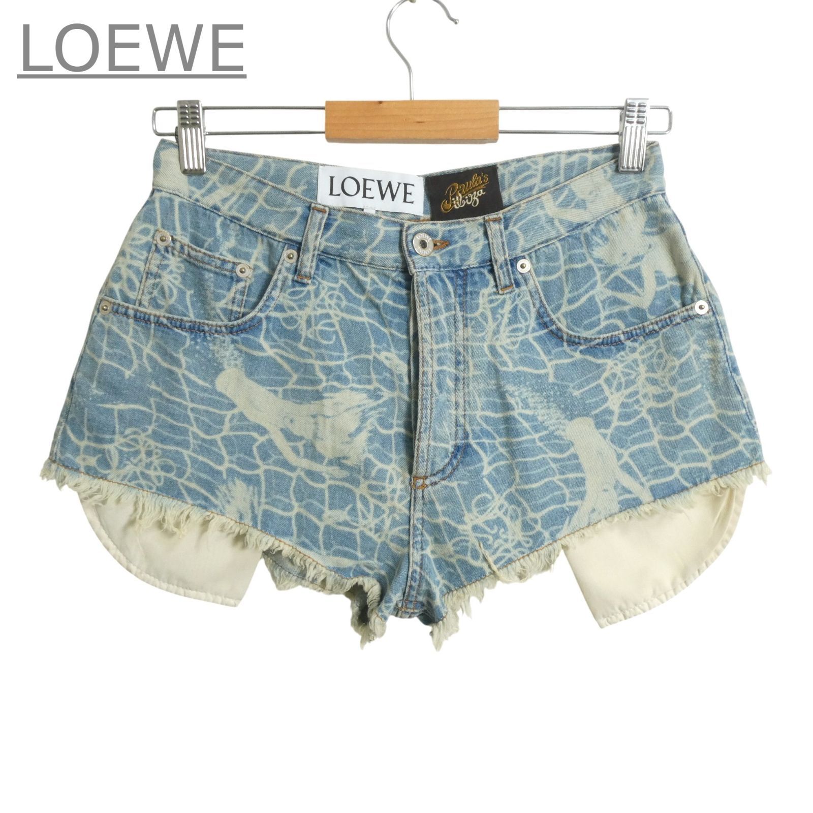 LOEWE ロエベ Paula's Ibiza パウラズ イビザ パンツ　XS 美品 LOEWE×Paula's Ibiza ロエベ×パウラズ イビザ コラボ 革パッチ