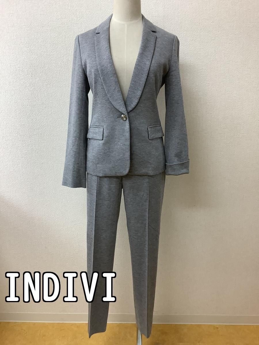 INDIVI パンツスーツ 38 グレー 洗える／スーツ】ストレートラインパンツ（パンツ(単品)） | INDIVI