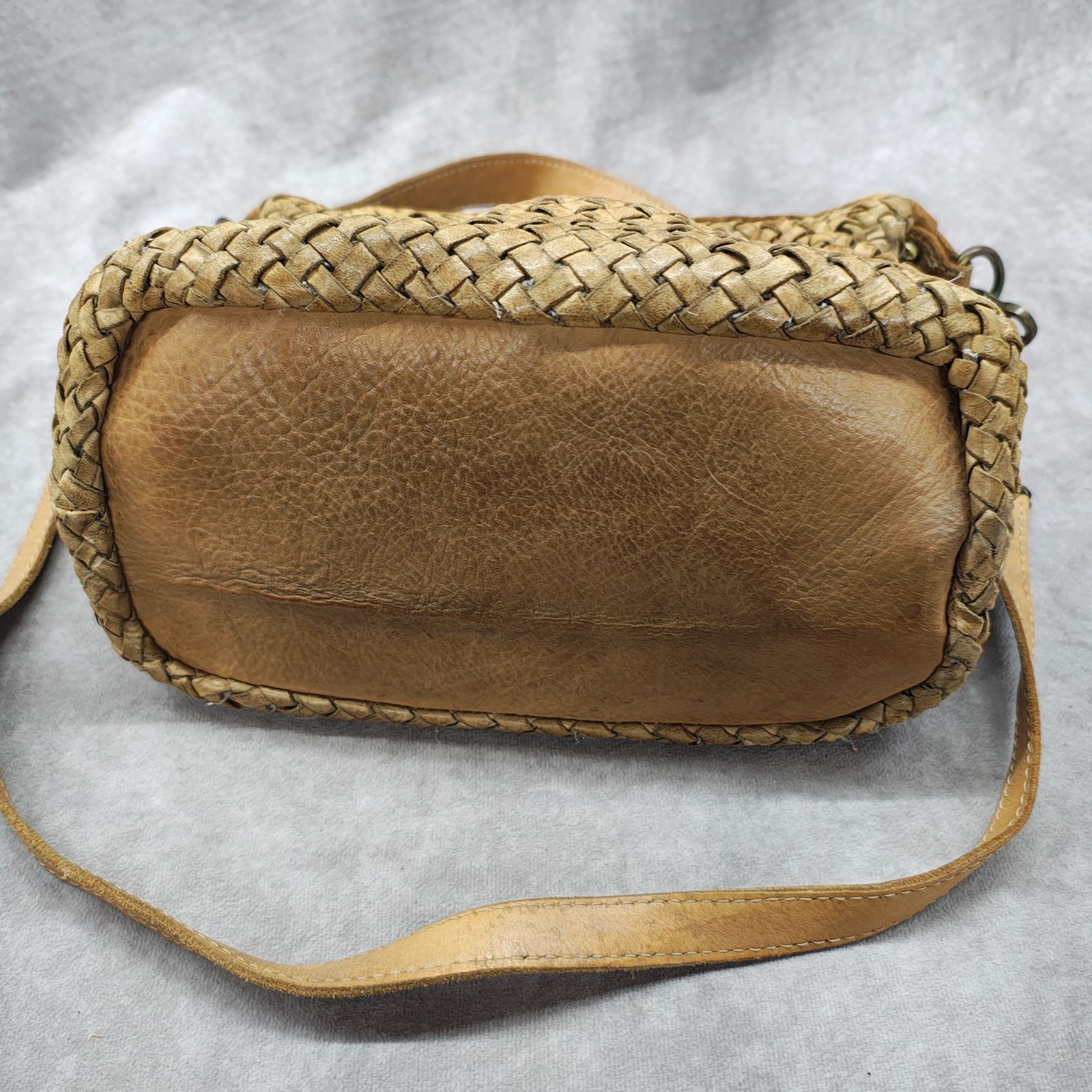 編み込みバッグ レザーバッグ ショルダー ハンドバッグ 2way MADE IN 