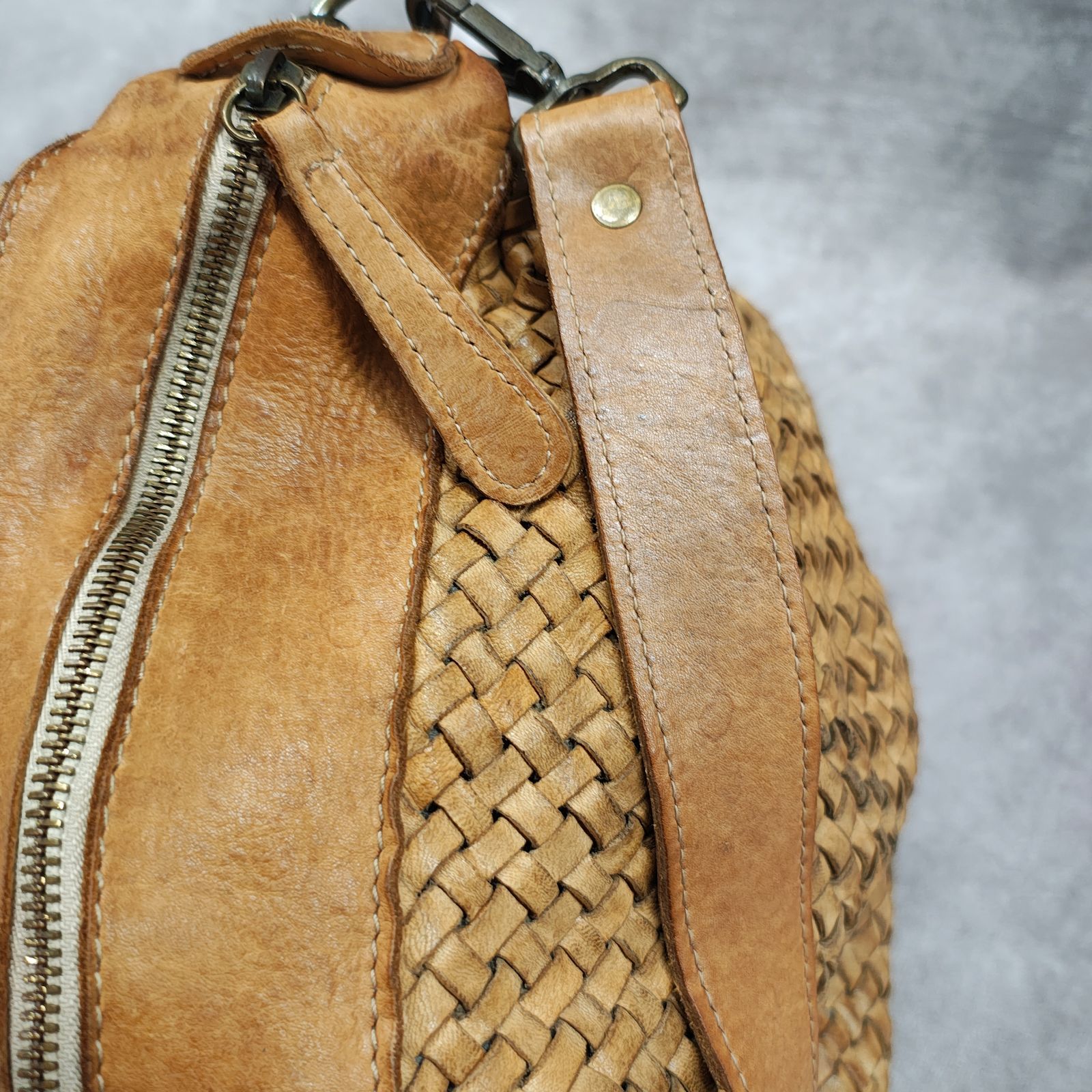 編み込みバッグ レザーバッグ ショルダー ハンドバッグ 2way MADE IN 