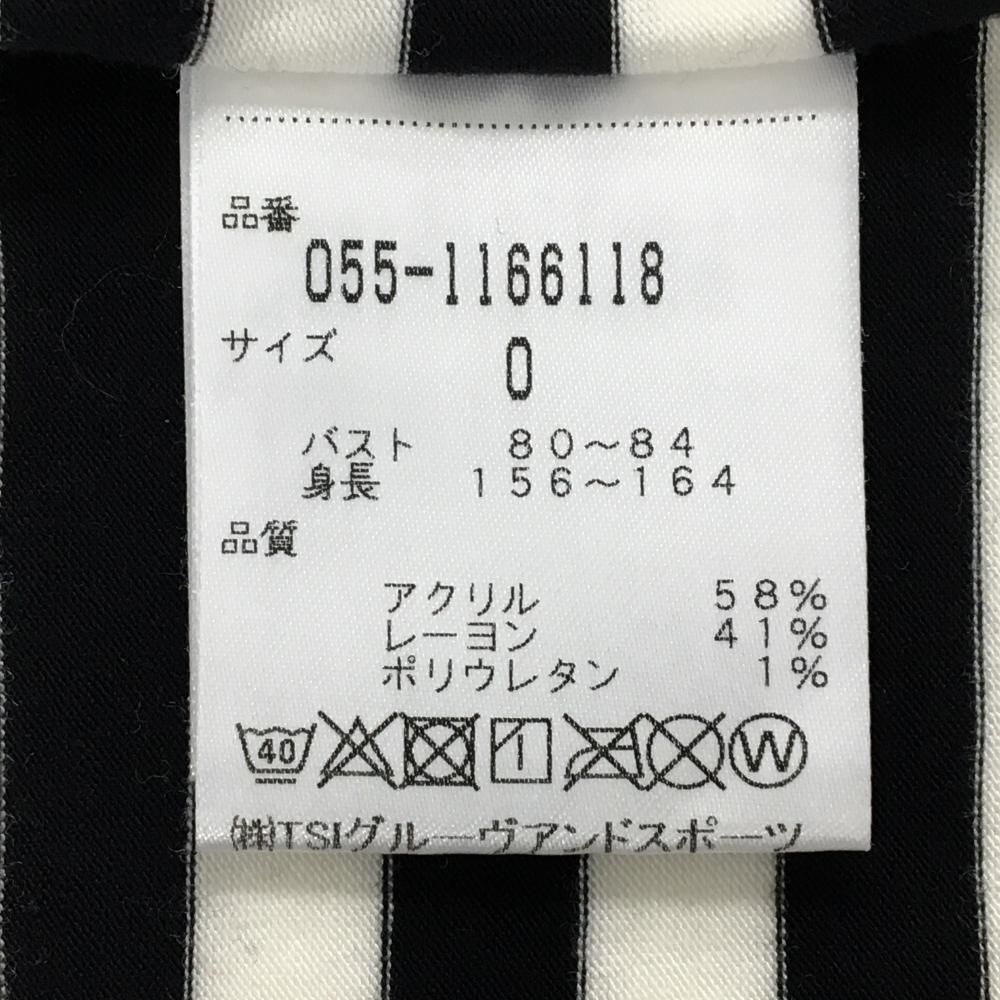 超美品】パーリーゲイツ 長袖ハイネックシャツ 白×黒 ボーダー 表微
