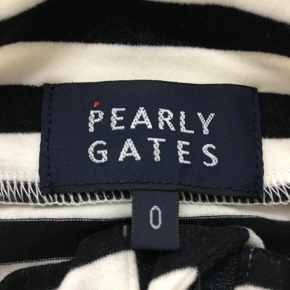 超美品】パーリーゲイツ 長袖ハイネックシャツ 白×黒 ボーダー 表微