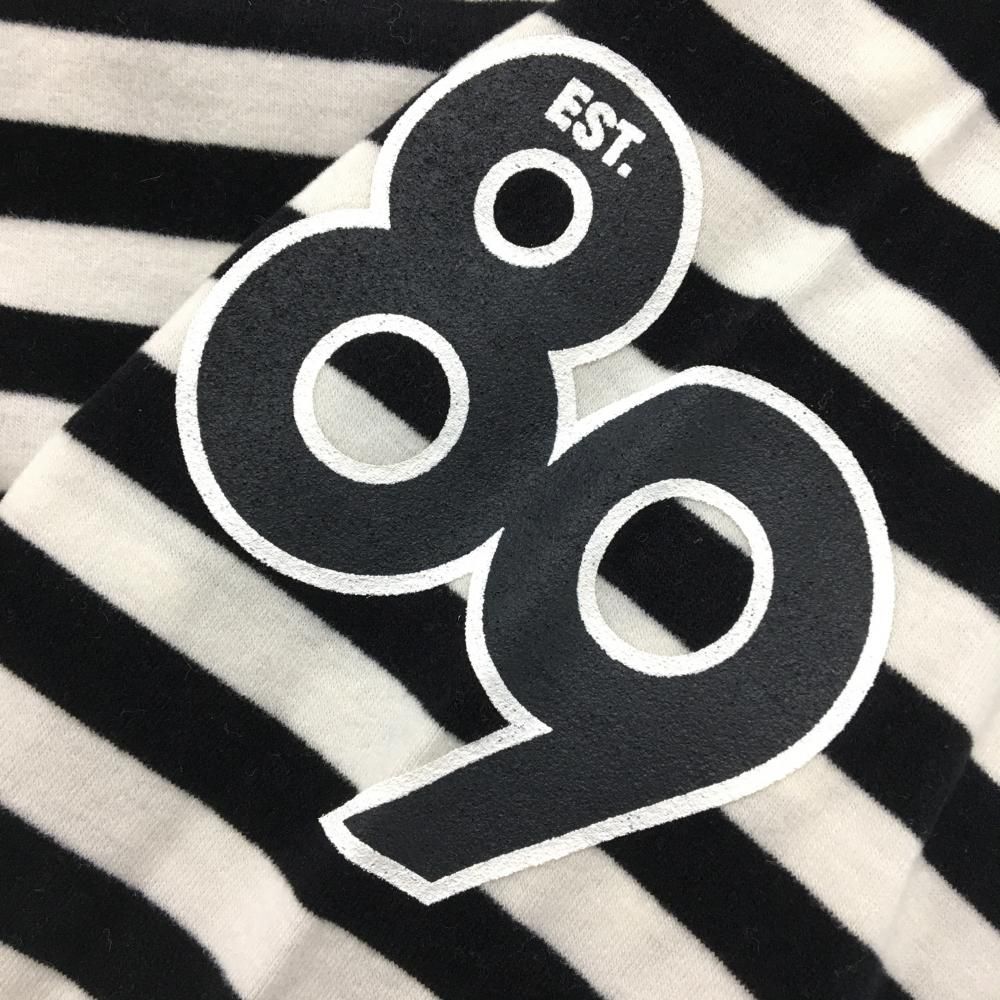 超美品】パーリーゲイツ 長袖ハイネックシャツ 白×黒 ボーダー 表微