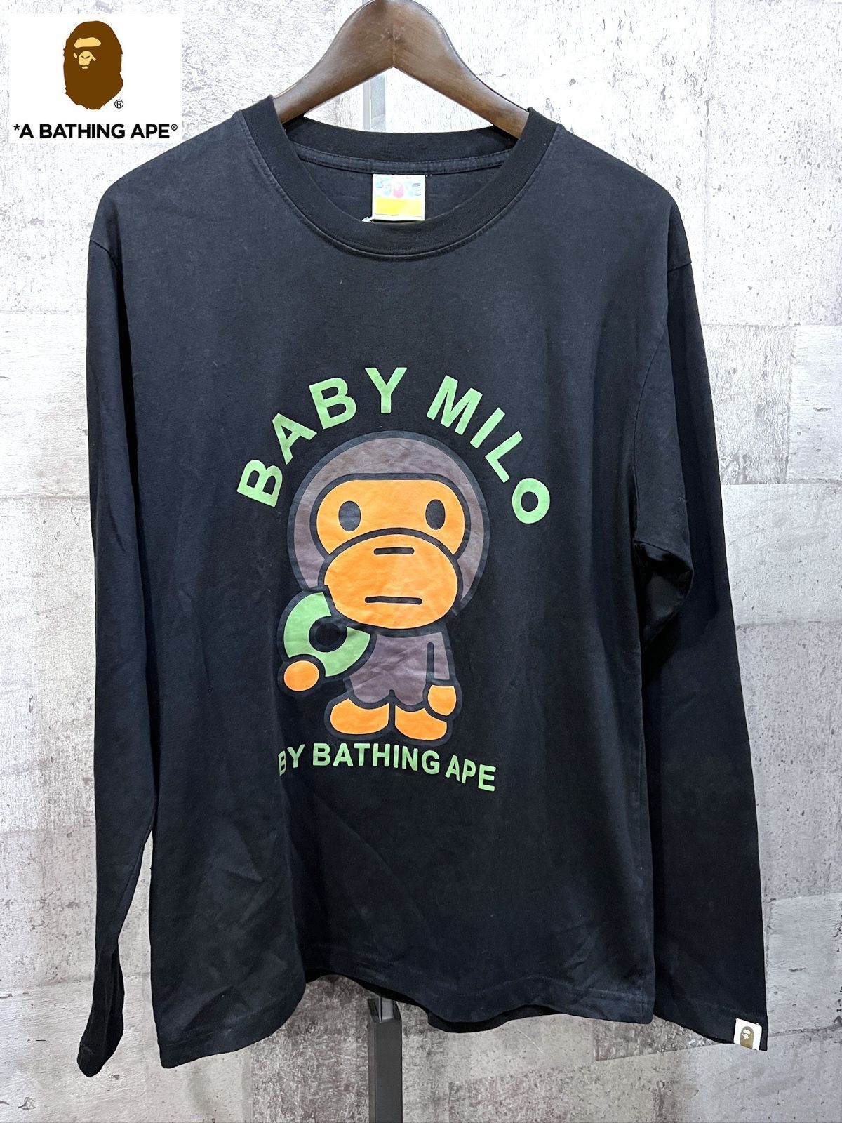 BAPE アベイシングエイプ BABY MILO 長袖Tシャツ L ベビーマイロ A