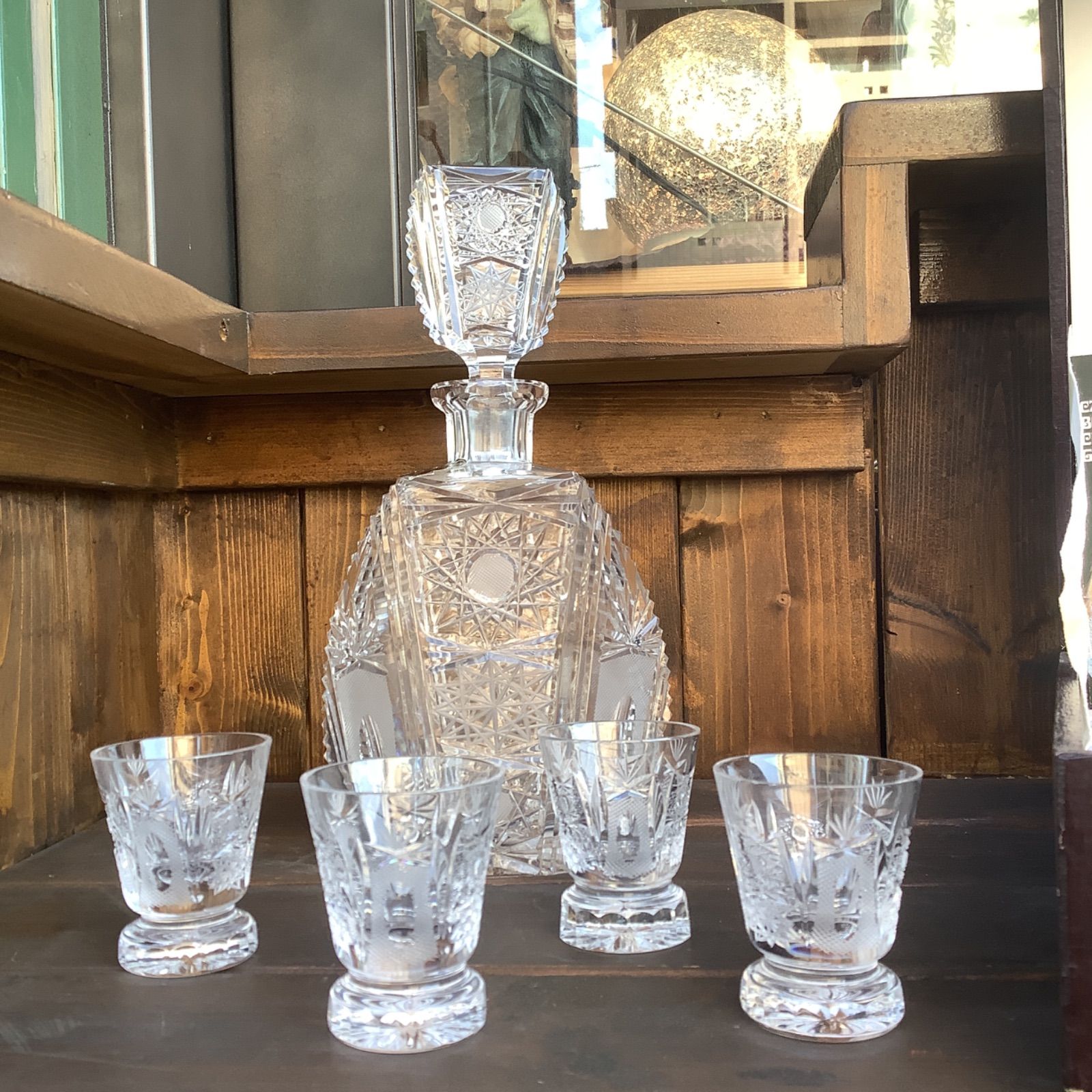 【未使用品】BOHEMIA Crystal デキャンタとグラス6個セット 未使用 ヴィンテージ BOHEMIA ボヘミアクリスタル デキャンタと