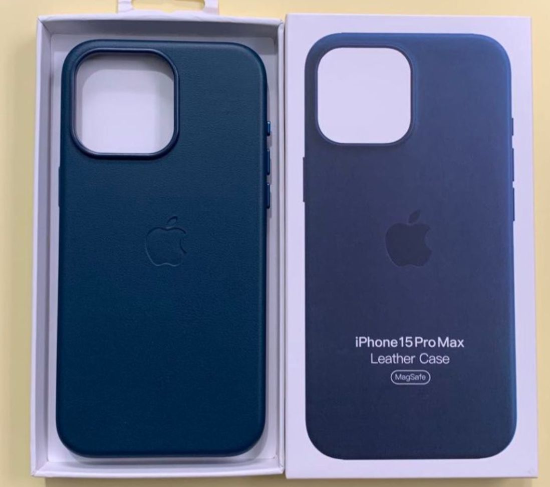 未使用 新品 iPhone 15ProMax 純正品 レザーケース ブルー - メルカリ