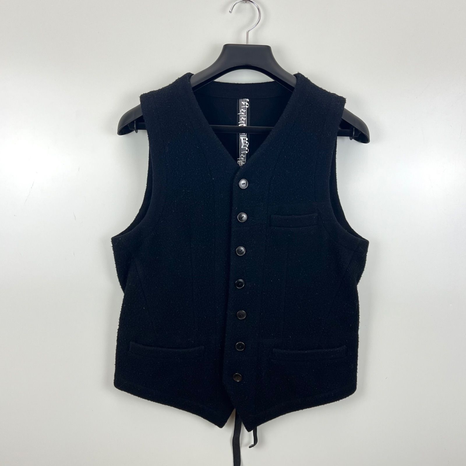 ナンバーナイン 日本製 裏地音符柄 ウールベスト ジレ size M ナンバーナイン 日本製 裏地音符柄 ウールベスト ジレ size M