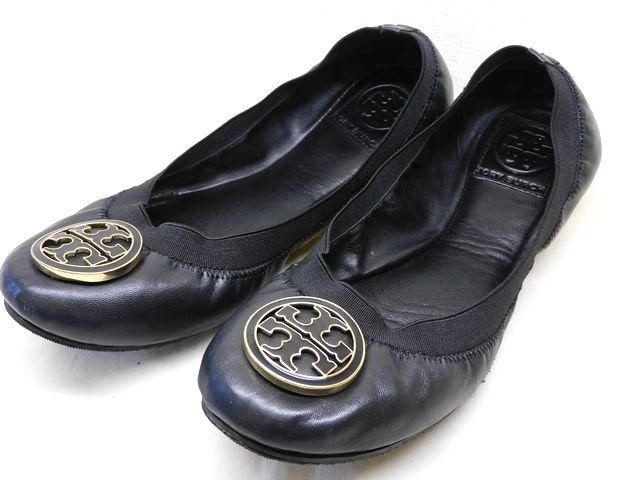フ*マ様 TORY BURCH トリーバーチブラック フラットシューズ8 24. TORY BURCH（トリーバーチ） フラットパンプス MINNIE TRAVEL BALLET