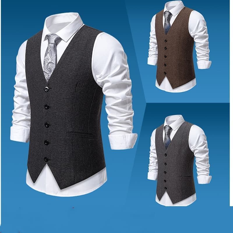 ベスト レトロ メンズ スーツ ジレ ツイード風 ジレベスト 未使用