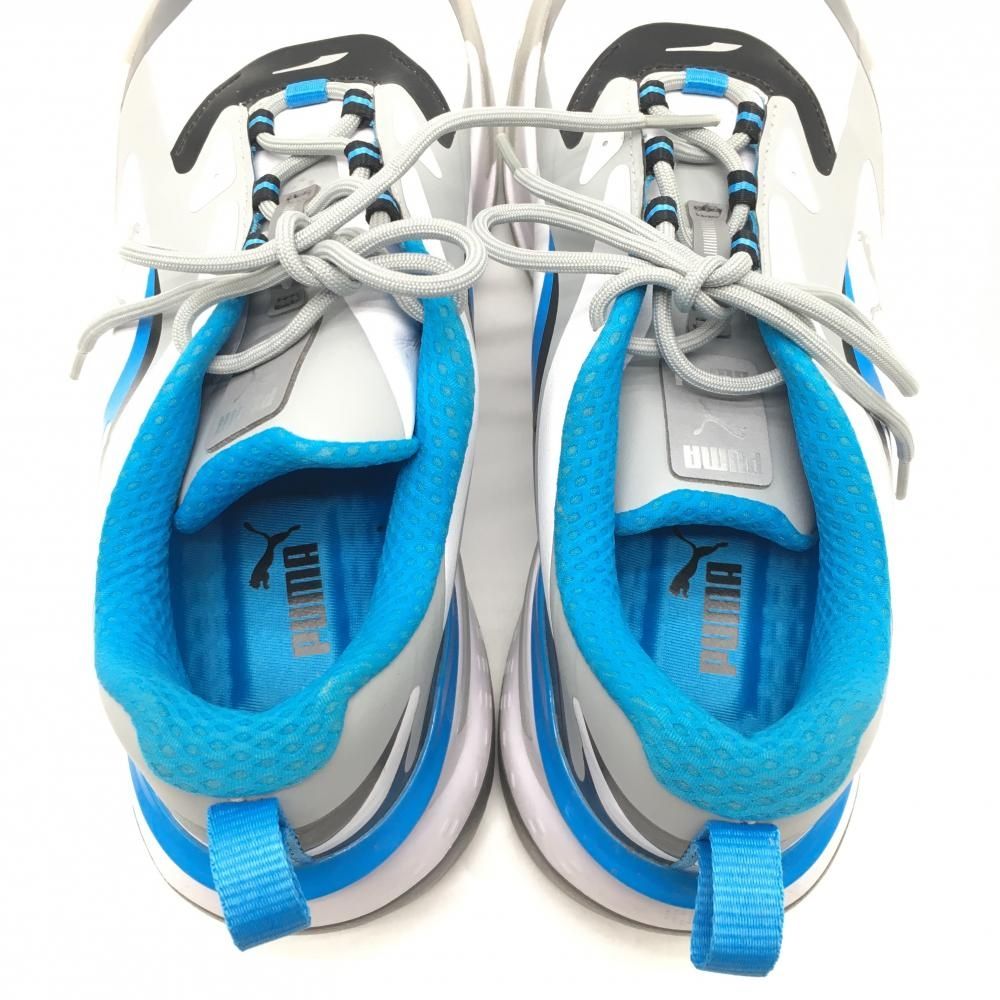 美品】プーマ ゴルフシューズ 白×ライトブルー×グレー 376357-01 GS