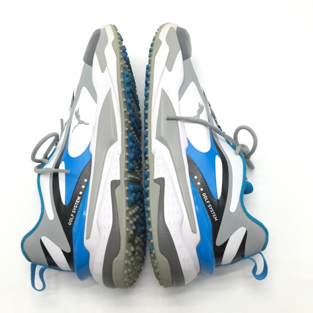 美品】プーマ ゴルフシューズ 白×ライトブルー×グレー 376357-01 GS