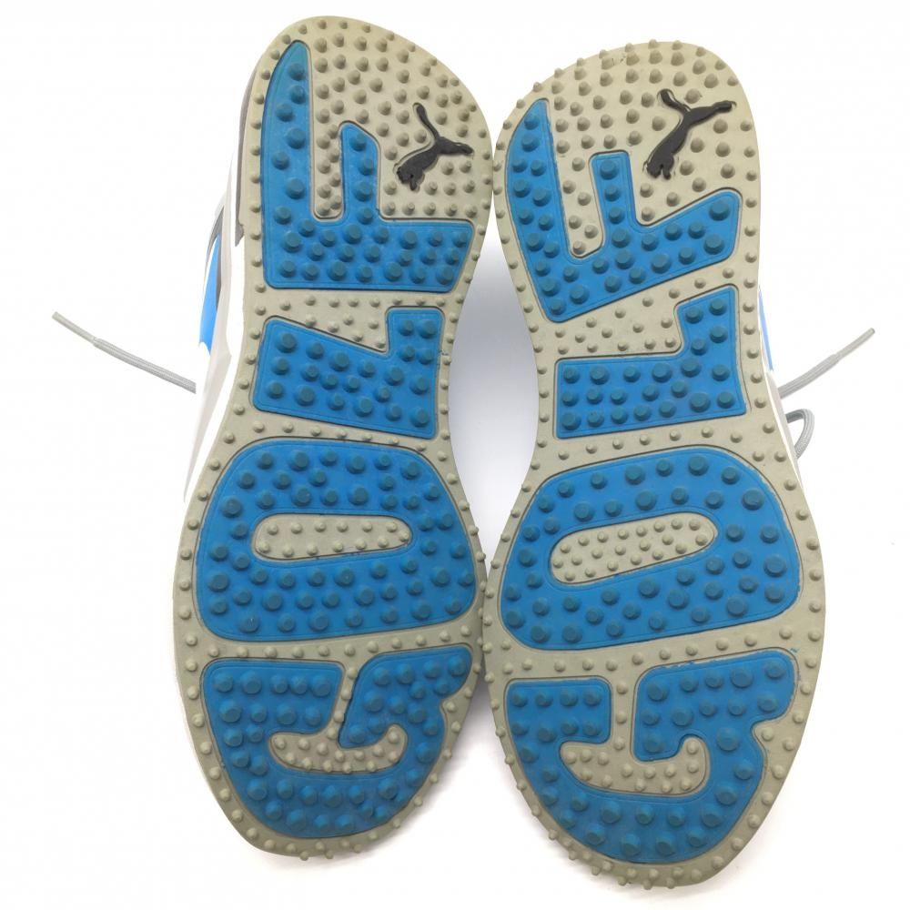 美品】プーマ ゴルフシューズ 白×ライトブルー×グレー 376357-01 GS