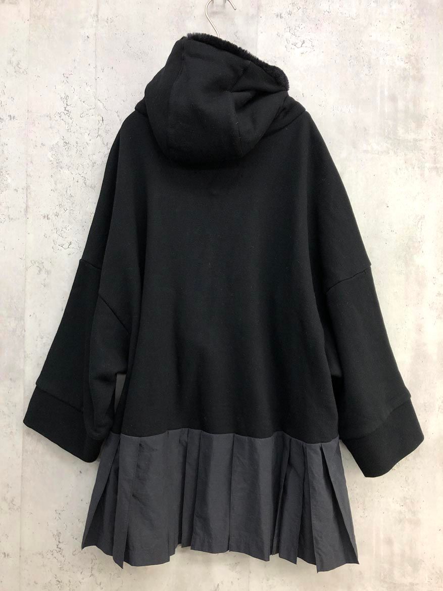 ara・ara アラアラ 183050 裏毛 異素材切替 ジップアップ パーカー size2/黒 ■■ レディース