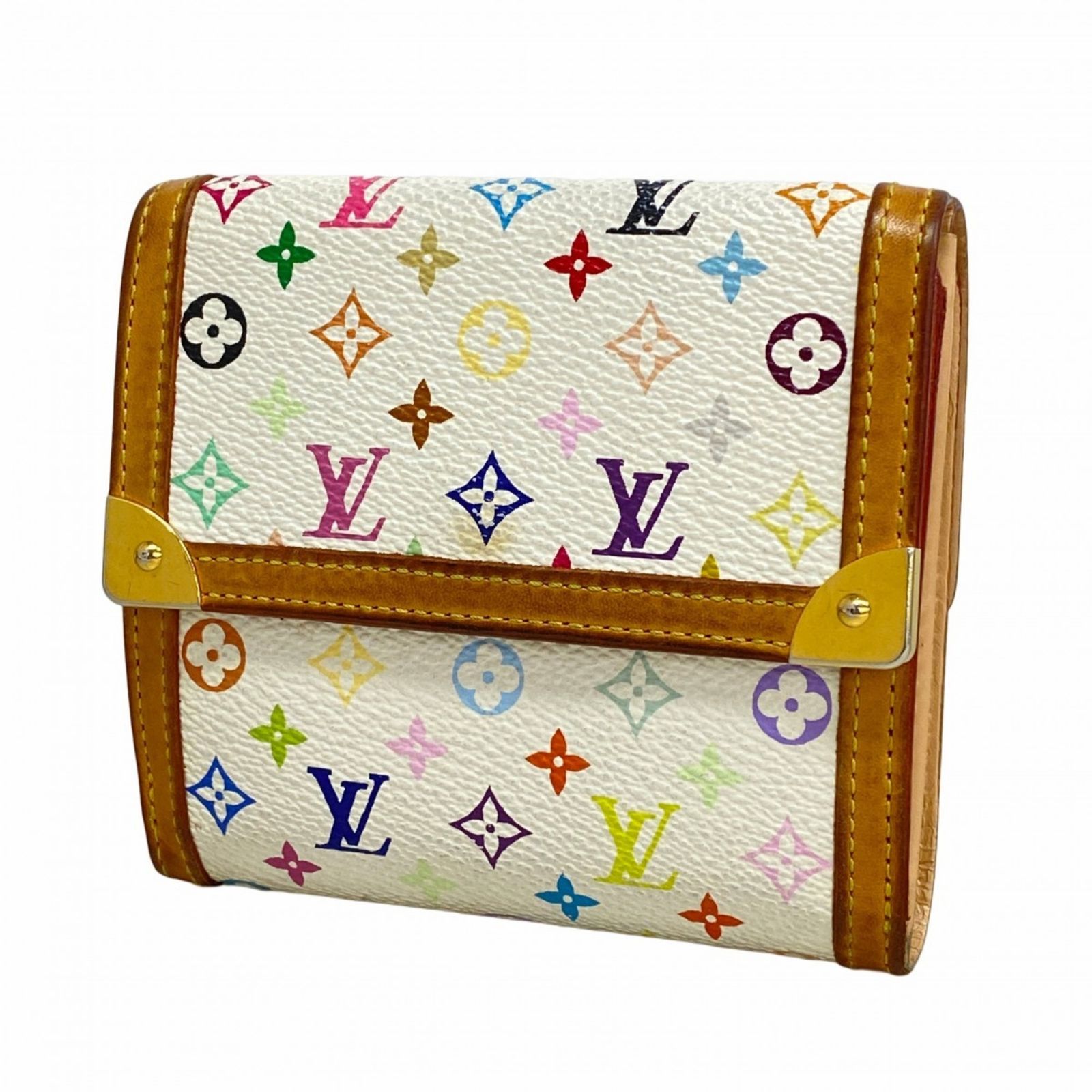 美品 ルイヴィトン マルチカラー ポルトモネビエ カルトクレディ 三つ折り財布 ルイヴィトン 三つ折り財布 マルチカラー ポルトモネ ビエ カルト