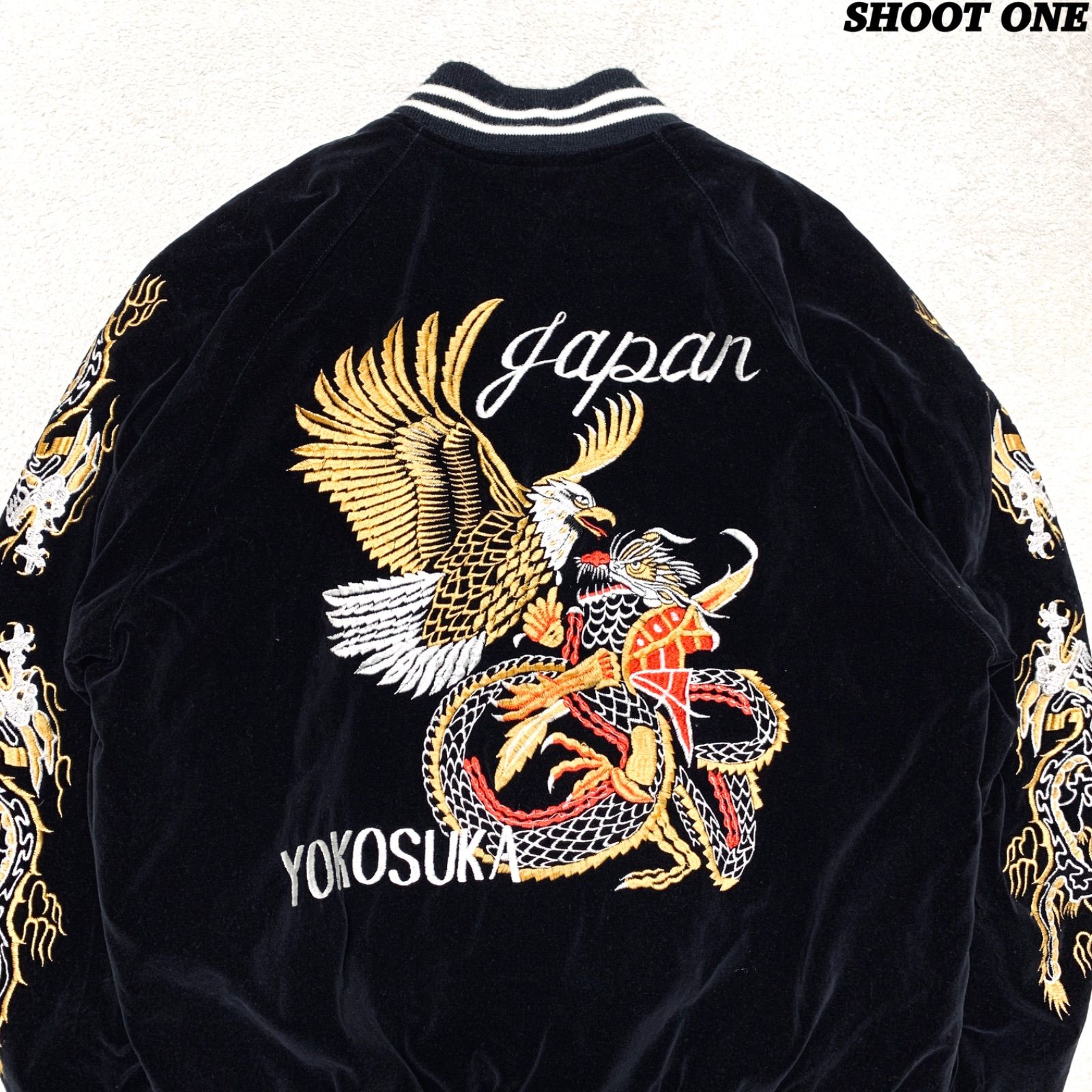Shoot One スーベニアジャケット スカジャン 別珍 ベロア 刺繍 龍 鷲