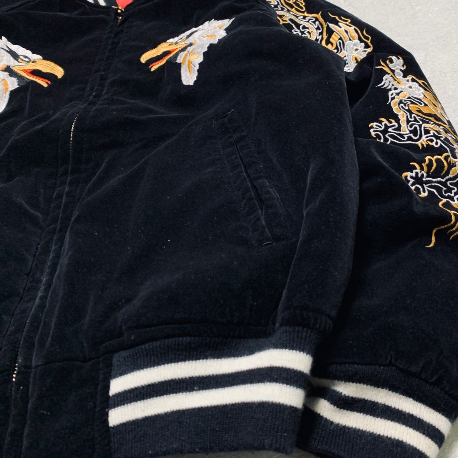 Shoot One スーベニアジャケット スカジャン 別珍 ベロア 刺繍 龍 鷲