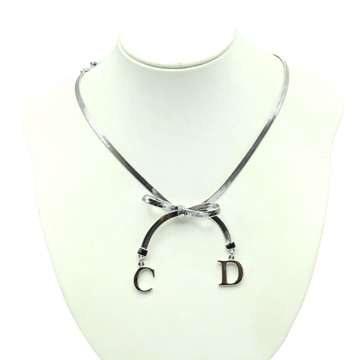 Christian Dior クリスチャンディオール リボン/CDロゴ GP ネックレス