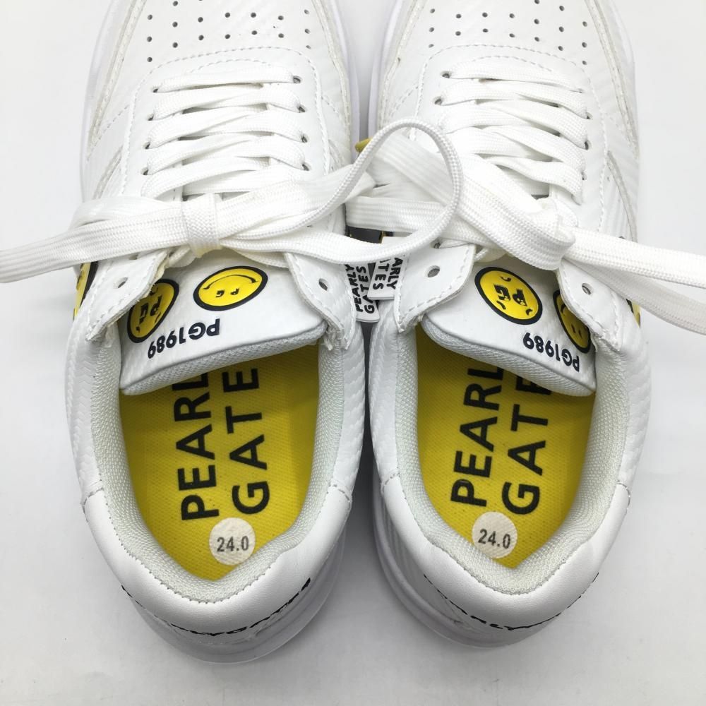 美品】パーリーゲイツ ローカットゴルフシューズ 白 053-5192302