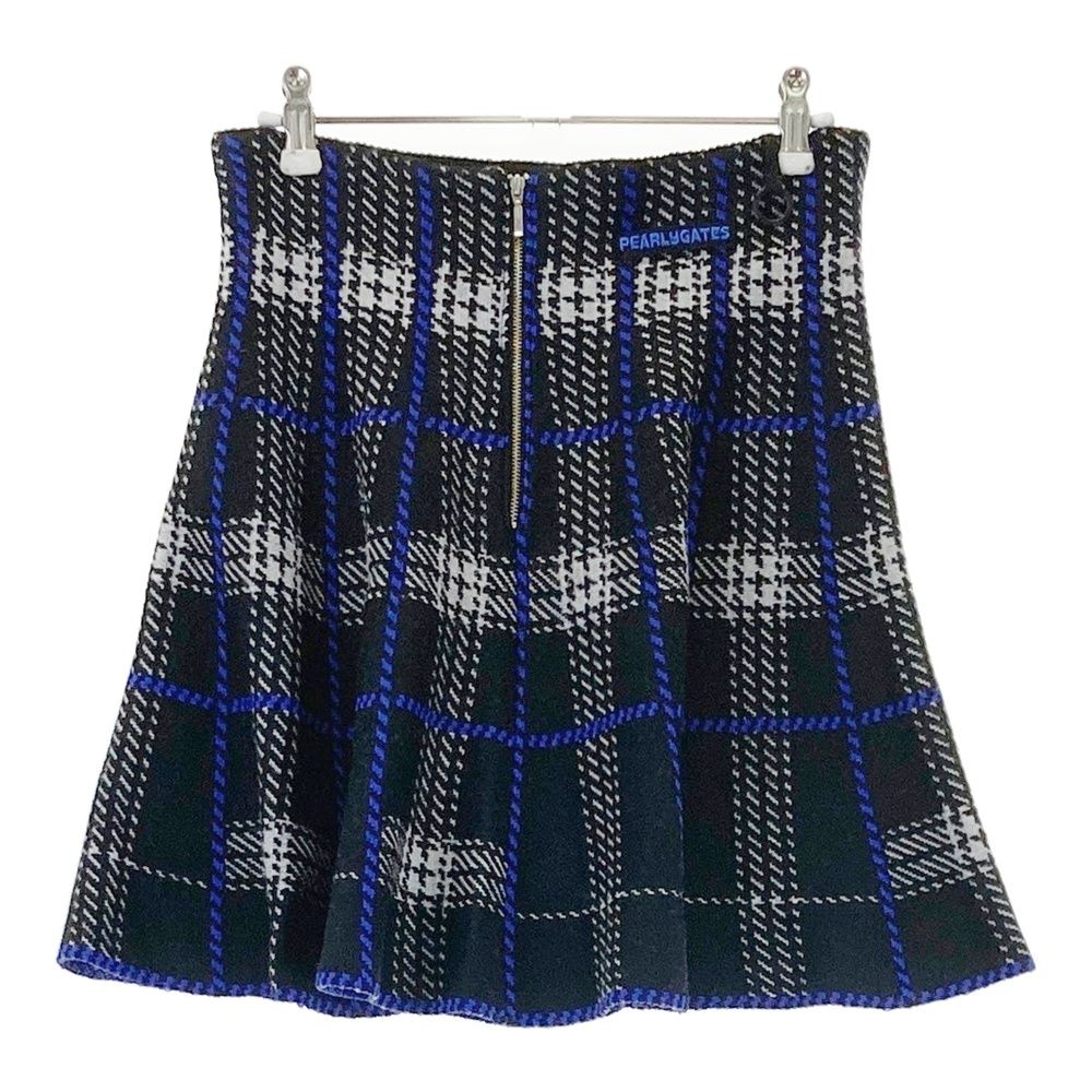 PEARLY GATES チェック柄スカート ネイビー サイズ：1 PEARLY GATES パーリーゲイツ フレア ニットスカート