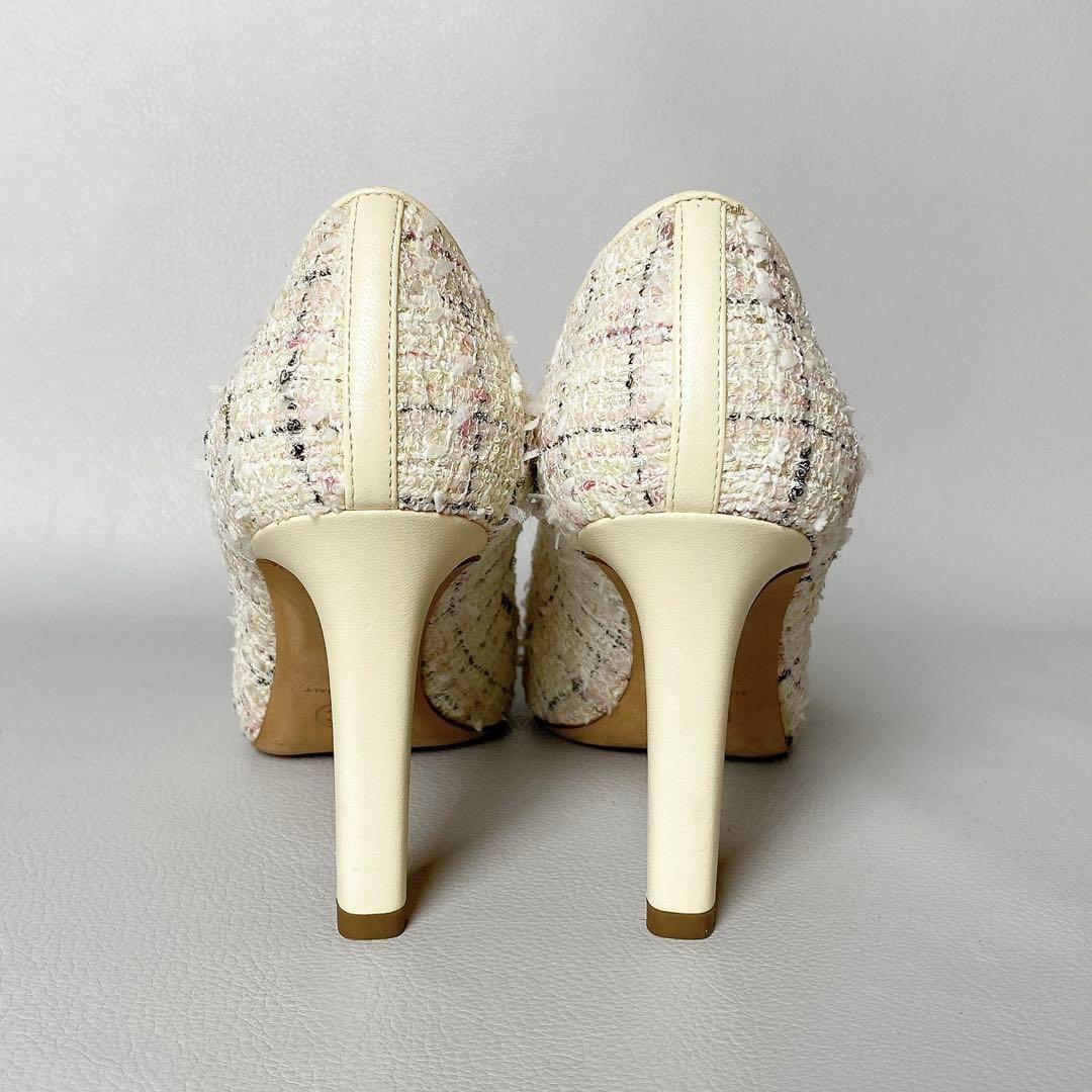 CHANEL / ツイードパンプス 35 ココマーク アイボリー ヒール シャネル