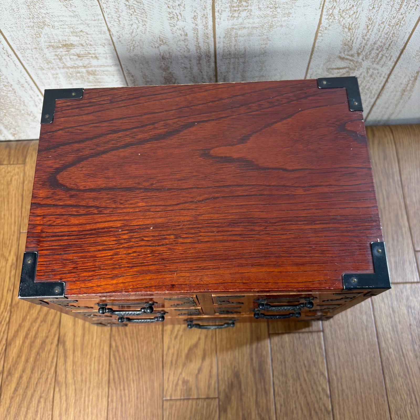 美品　飛騨高山けやき工芸　箪笥　昭和レトロ　アンティーク 昭和レトロ 飛騨高山けやき工芸 3段箪笥 整理箪笥 古道具 古雑貨