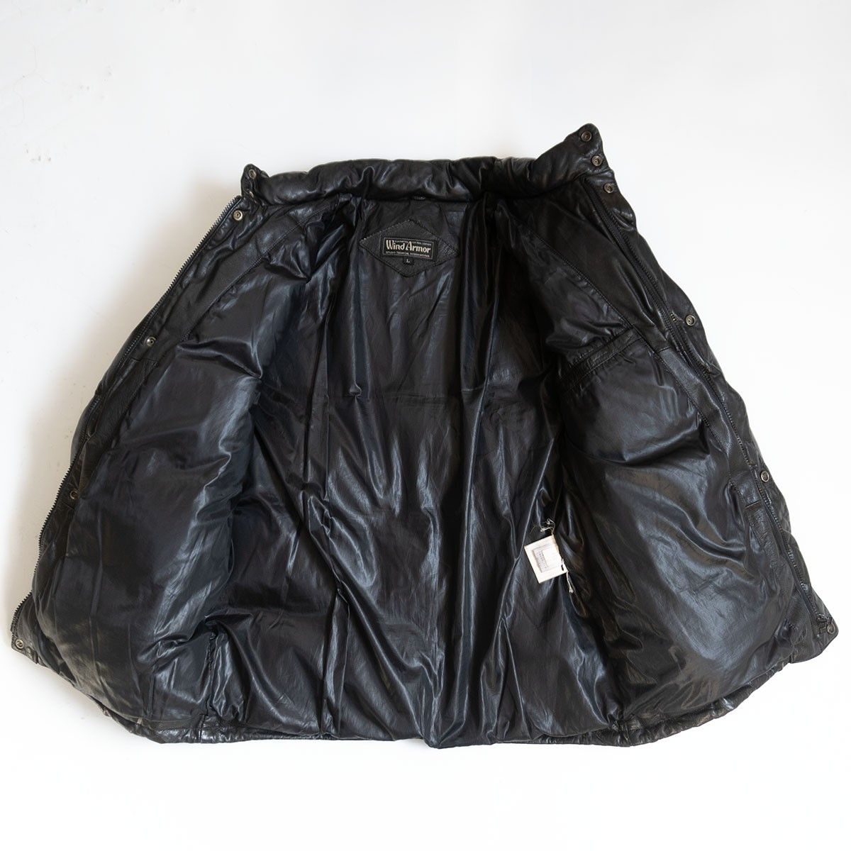 美品】WIND ARMOR【レザー ダウン ジャケット】L ブラック ウインド