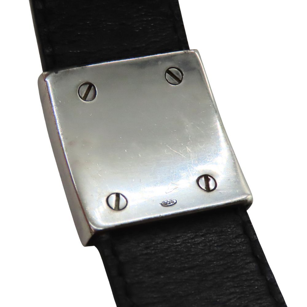 中古】GUCCI グッチ バングル SV925×レザー 約18.5cm 約52.15g メンズ