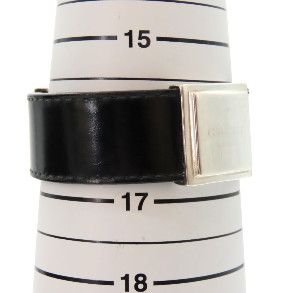中古】GUCCI グッチ バングル SV925×レザー 約18.5cm 約52.15g メンズ