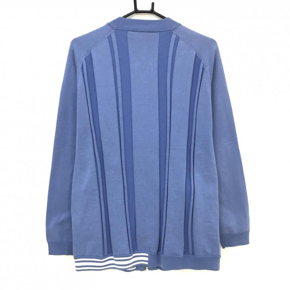 デサントゴルフ ニットジャケット ブルー ストライプ編み ウール混