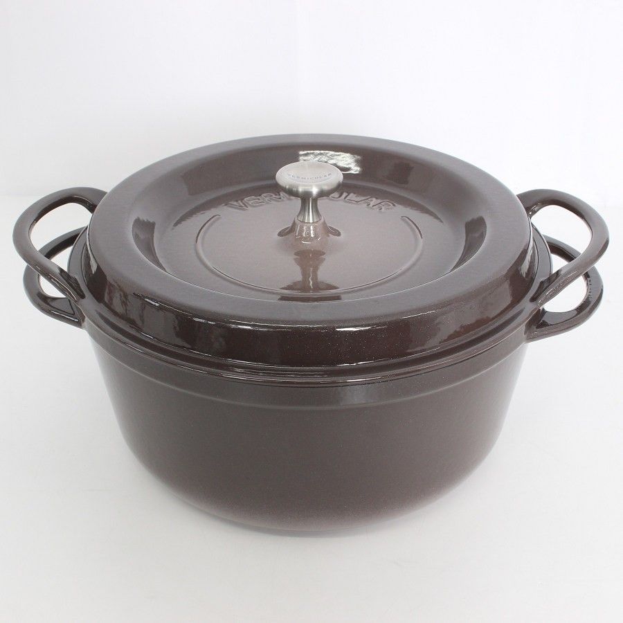 バーミキュラオーブンポットラウンド24cm 　　　　　　　パール ブラウン両手鍋 美品】バーミキュラ オーブンポットラウンド 26cm BRN26R パール