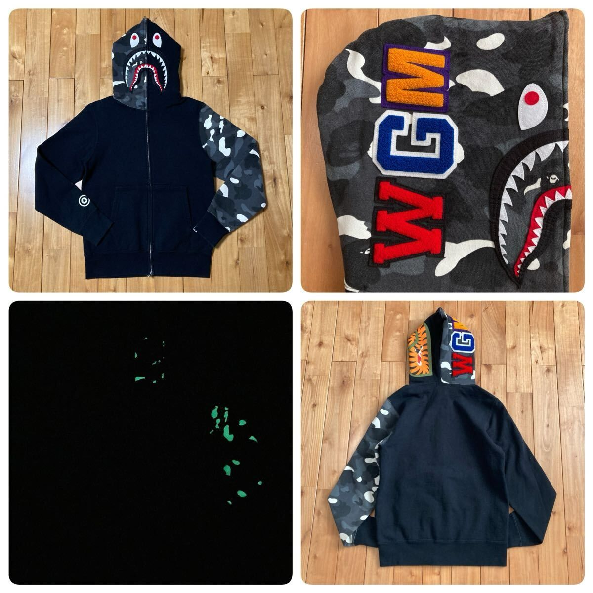 ☆蓄光☆ City Camo シャーク パーカー Sサイズ shark full zip hoodie 