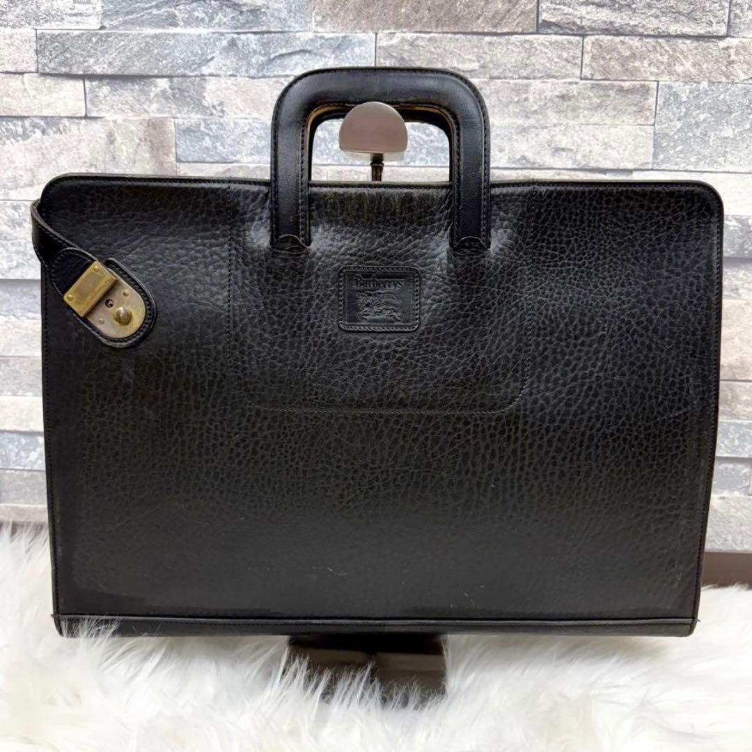 Burberrys バーバリーズ ロゴレザービジネスバッグ シボ革ブリーフ