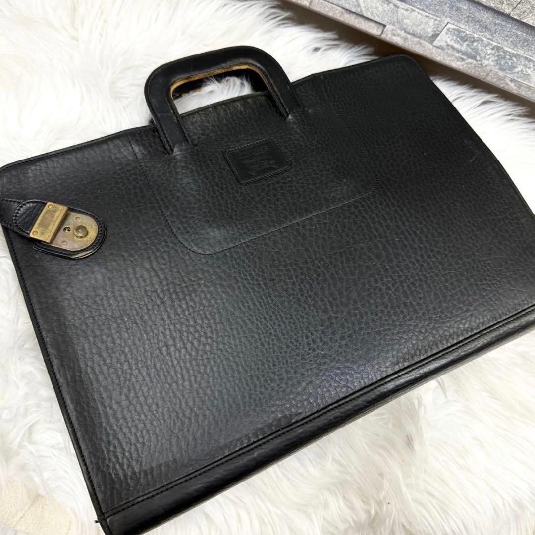 Burberrys バーバリーズ ロゴレザービジネスバッグ シボ革ブリーフ