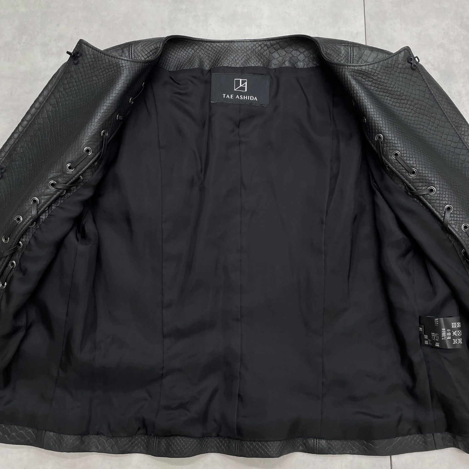 TAE ASHIDA タエアシダ レザージャケット ノーカラー レースアップ 型