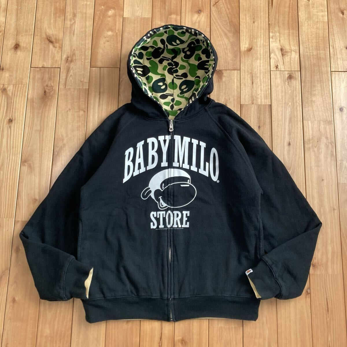 ☆リバーシブル☆ Milo camo green パーカー Sサイズ a bathing ape