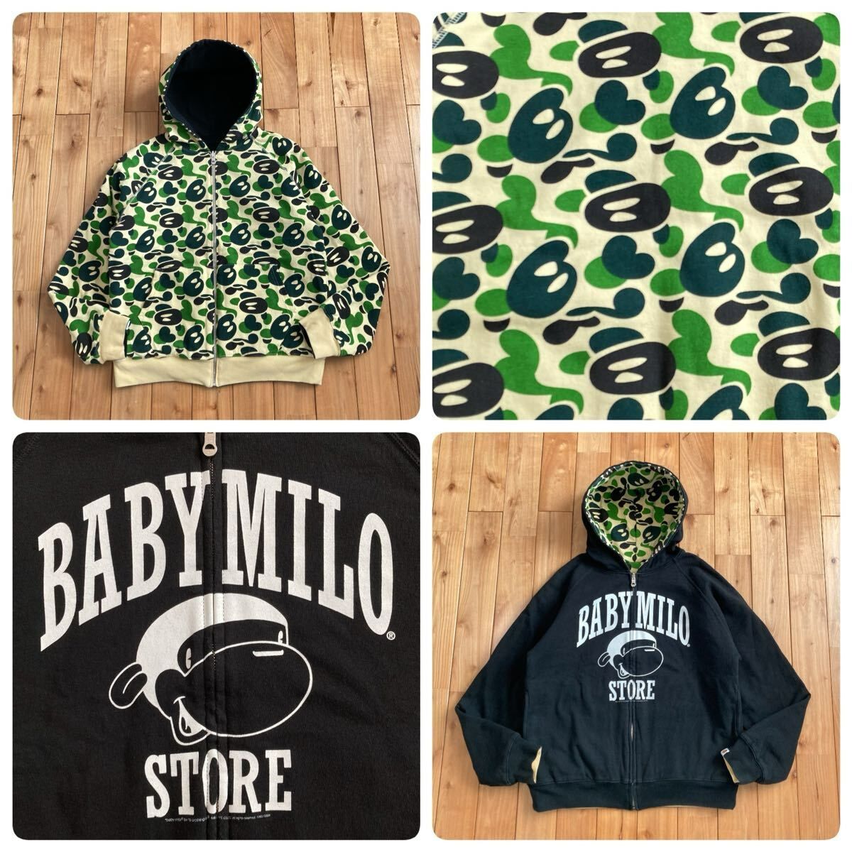 ☆リバーシブル☆ Milo camo green パーカー Sサイズ a bathing ape