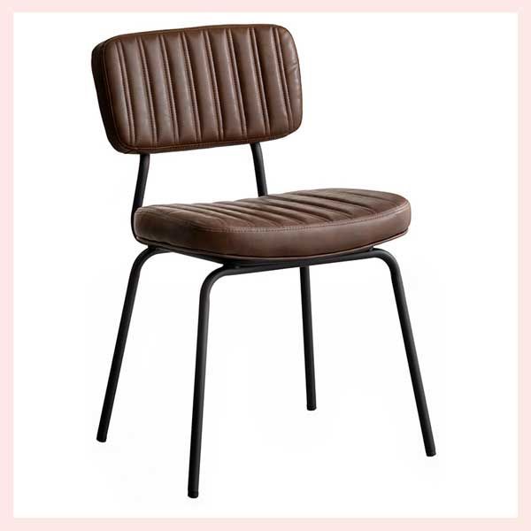 2脚セット）合皮製ダイニングチェア（ヴィンテージデザイン）「約W54